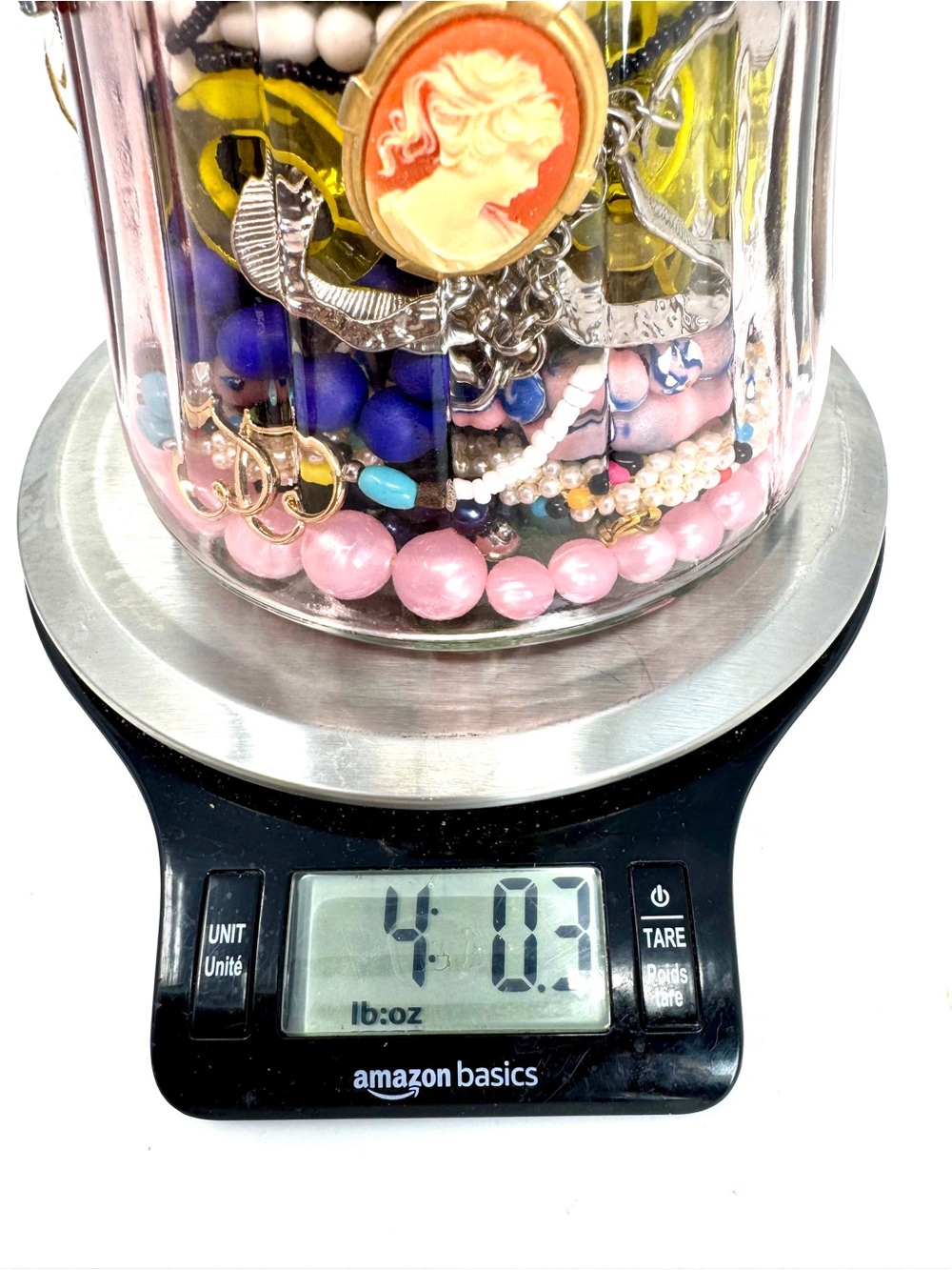 Large Glass Jewelry Jar with Assorted Vintage Jewelry Collection Lot - Picture 12 of 13